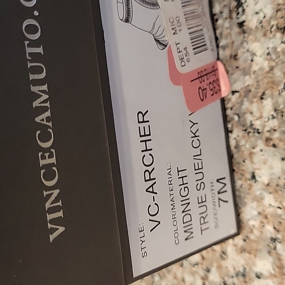 Vince Camuto Archer Midnight Blue peep toe Suede slingback zippered shoes sz 8.5 - Picture 6 of 6